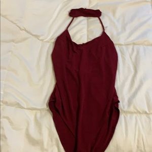 Maroon body suit